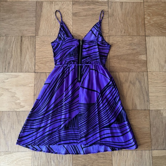 Yumi Kim Small Silk Mini Dress Purple Black Abstract Print Sleeveless Pockets - Picture 3 of 8